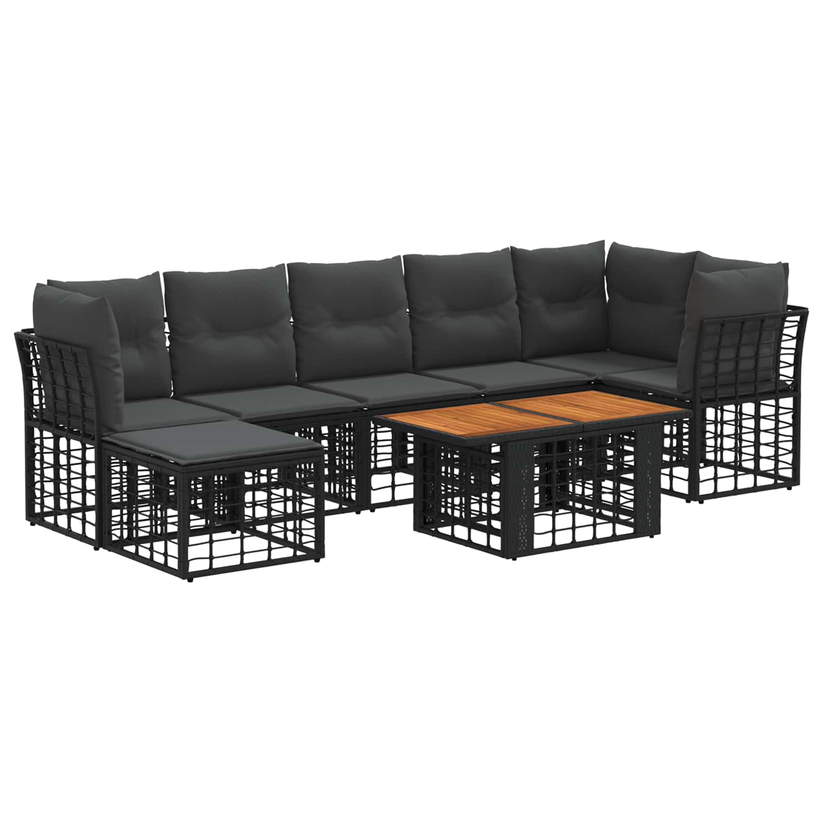 Gartensofa-set 8 stk. Schwarz und Dunkelgrau Poly-Rattan
