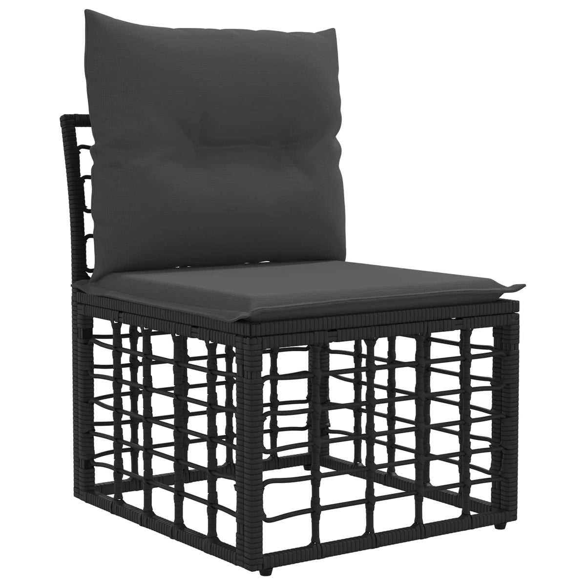 Gartensofa-set 7 stk. Schwarz und Dunkelgrau Poly-Rattan