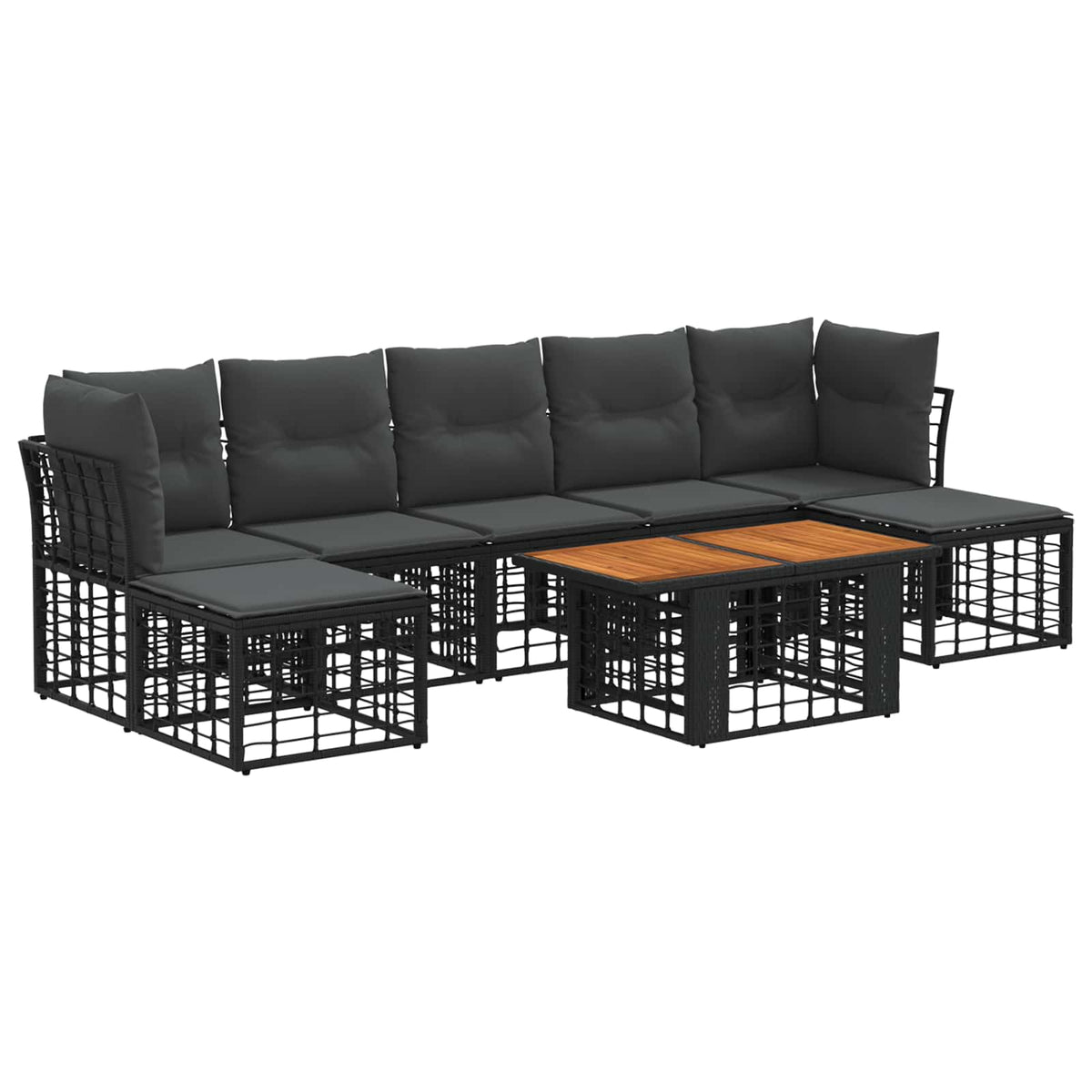 Gartensofa-set 8 stk. Schwarz und Dunkelgrau Poly-Rattan