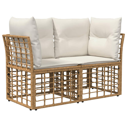 Gartensofa-set 10 stk. Natürlich und Cremweiß Poly-Rattan