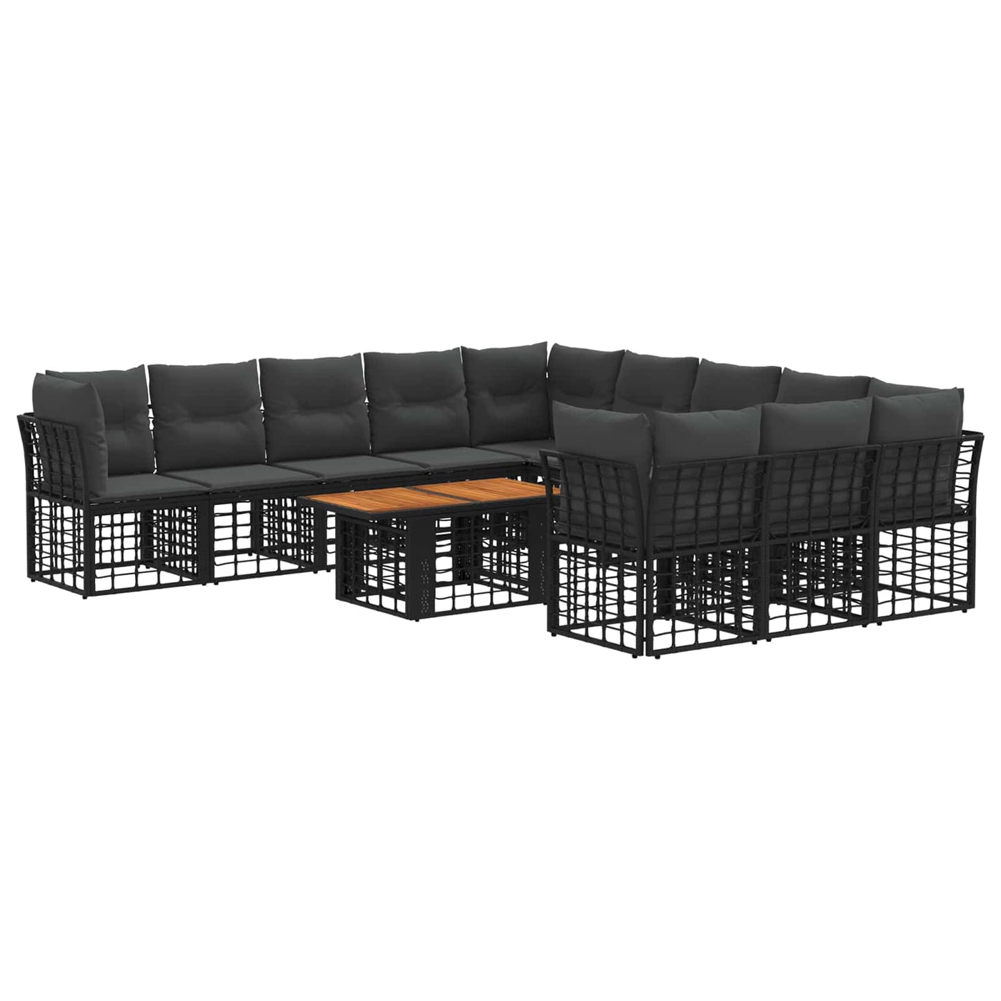 Gartensofa-set 12 stk. Schwarz und Dunkelgrau Poly-Rattan