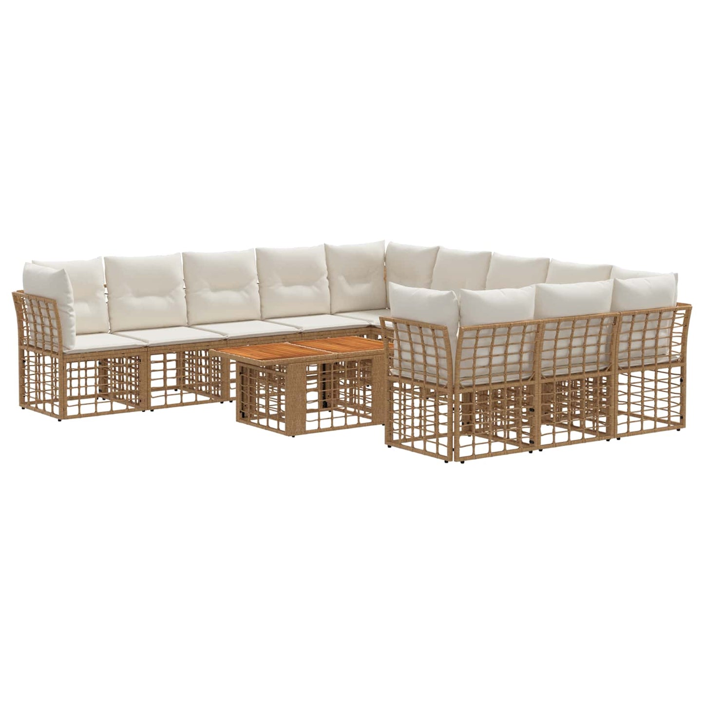 Gartensofa-set 12 stk. Natürlich und Cremweiß Poly-Rattan
