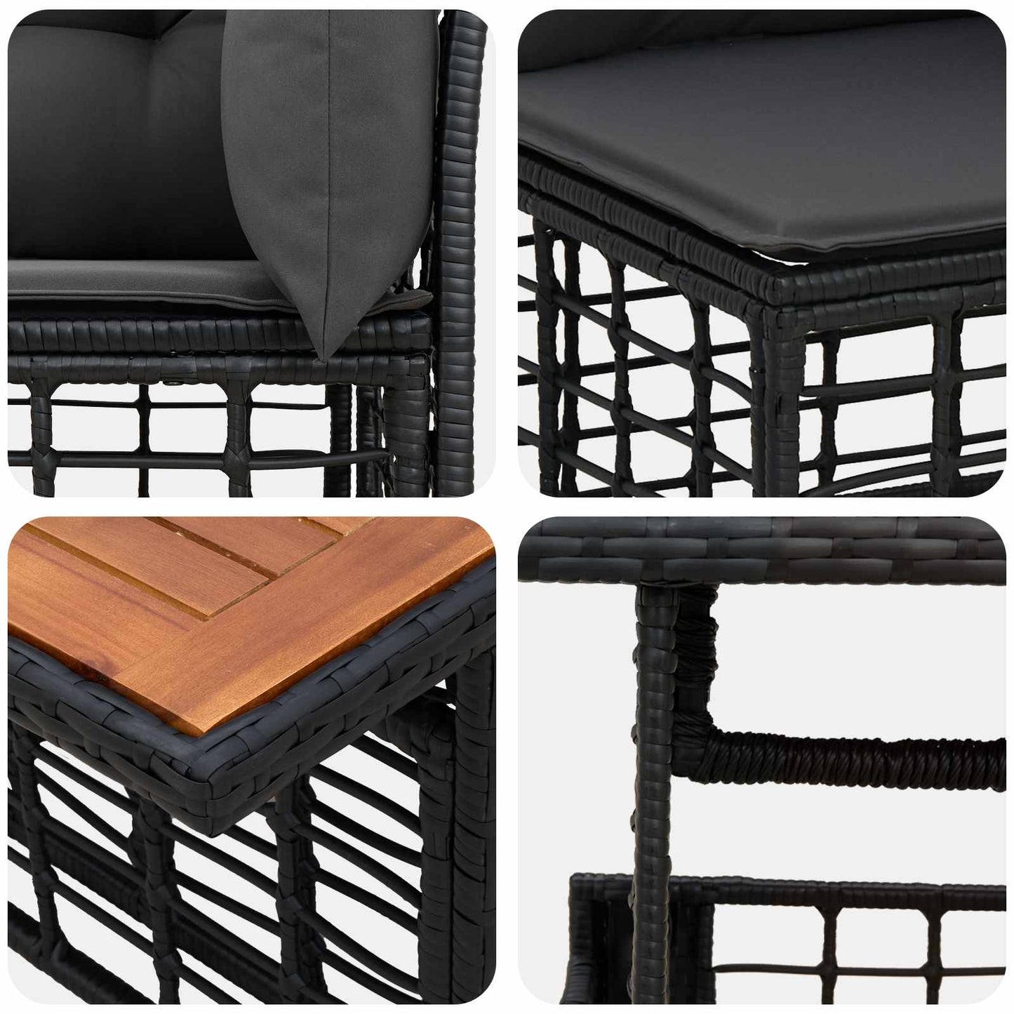 Gartensofa-set 13 stk. Schwarz und Dunkelgrau Poly-Rattan