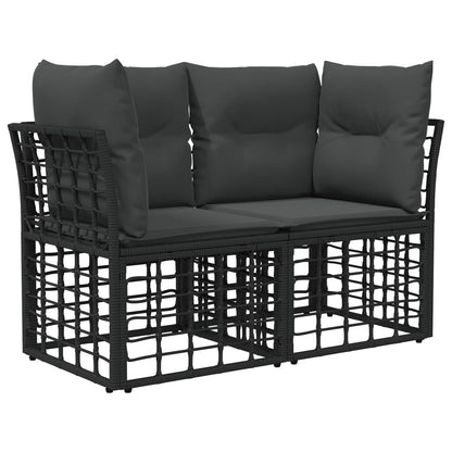 Gartensofa-set 11 stk. Schwarz und Dunkelgrau Poly-Rattan
