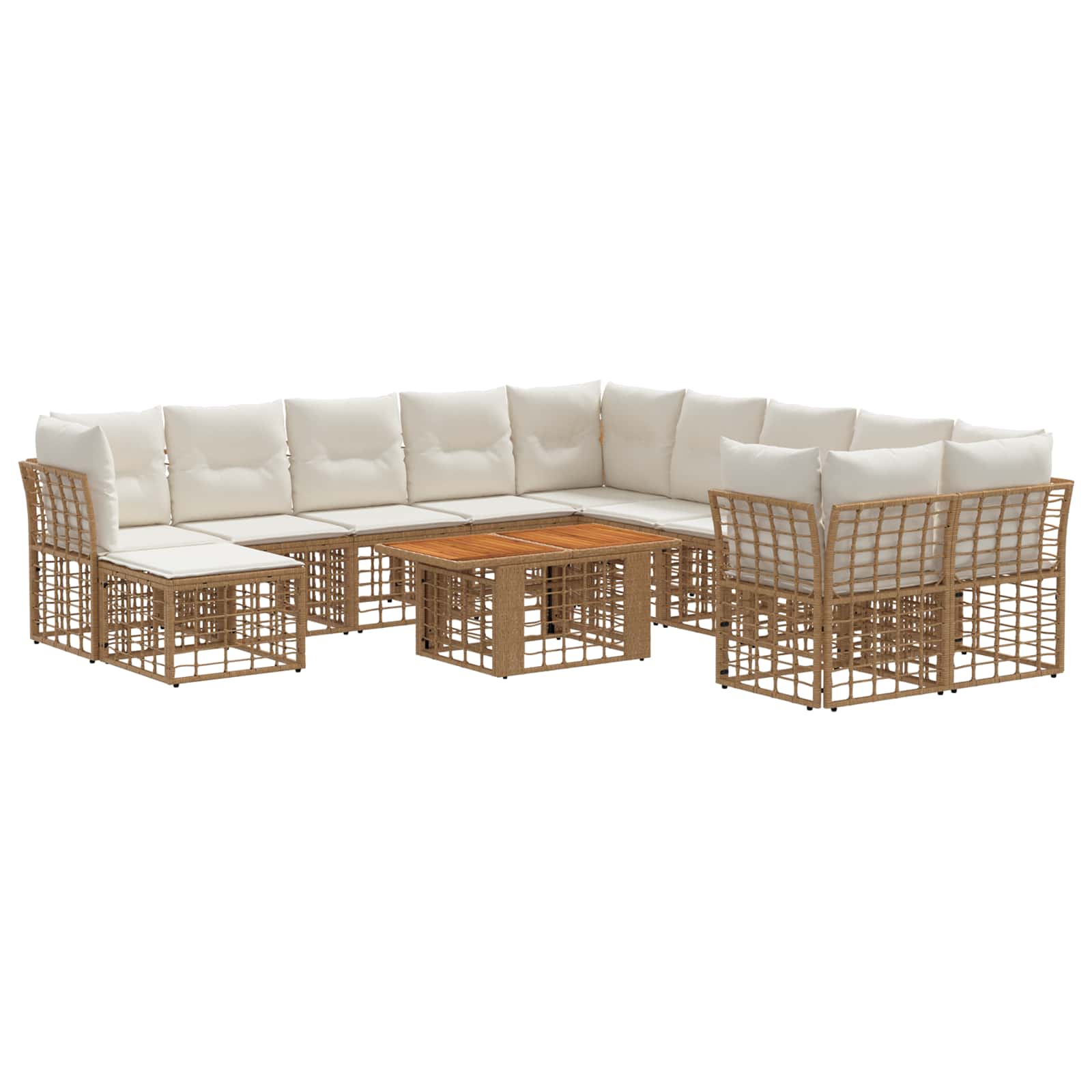 Gartensofa-set 12 stk. Natürlich und Cremweiß Poly-Rattan