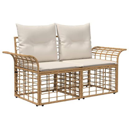Gartensofa-set 5 stk. Natürlich und Cremweiß Poly-Rattan