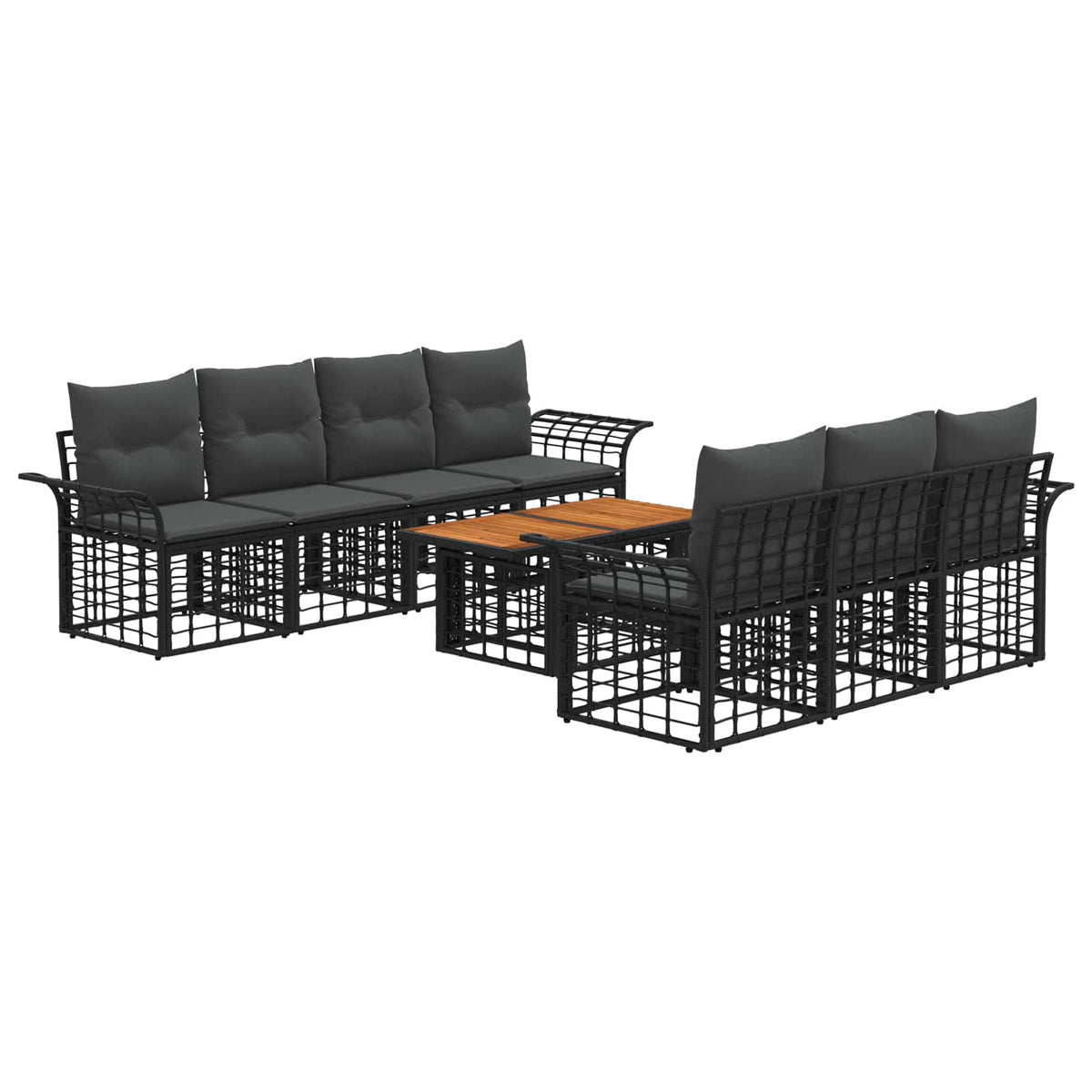 Gartensofa-set 8 stk. Schwarz und Dunkelgrau Poly-Rattan