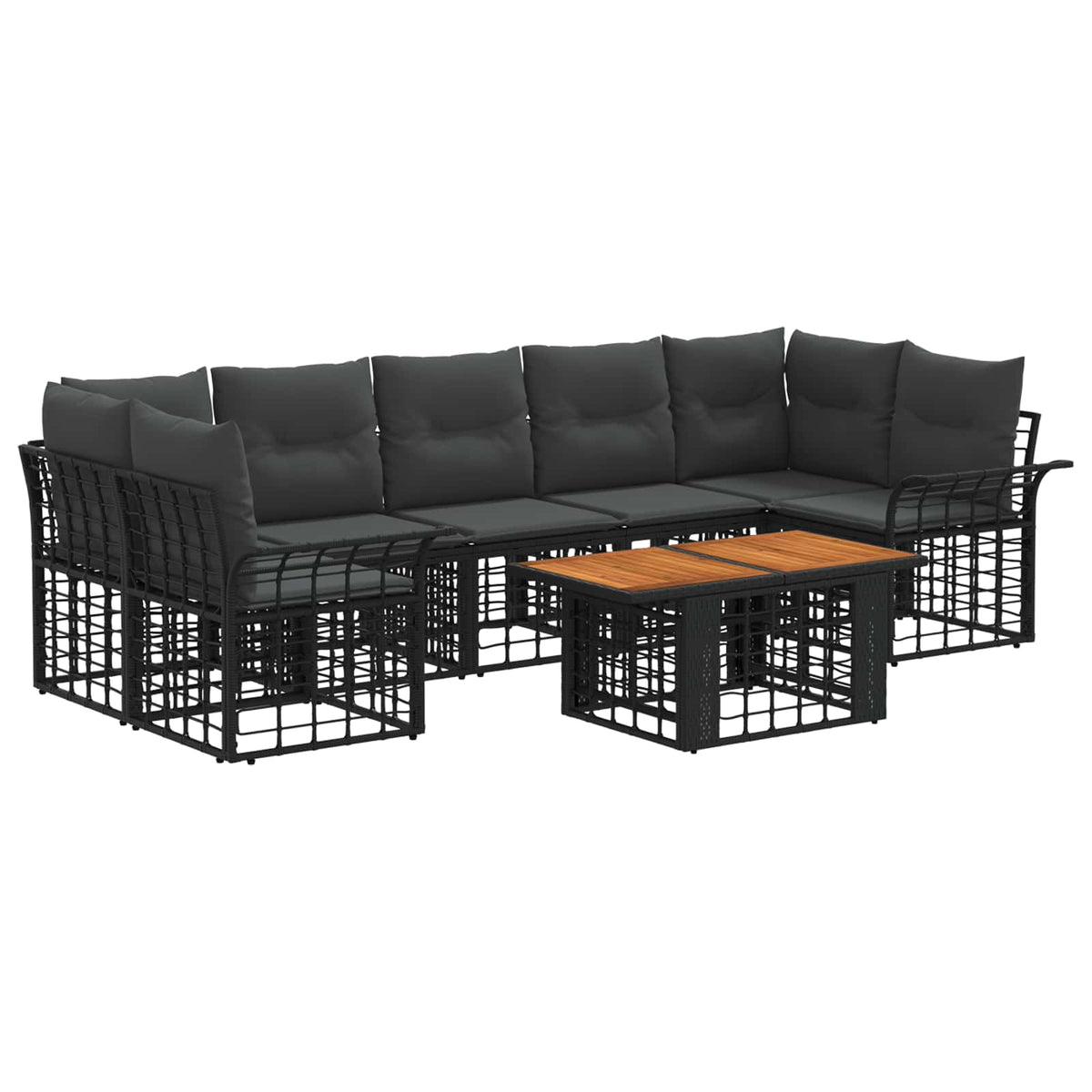 Gartensofa-set 8 stk. Schwarz und Dunkelgrau Poly-Rattan