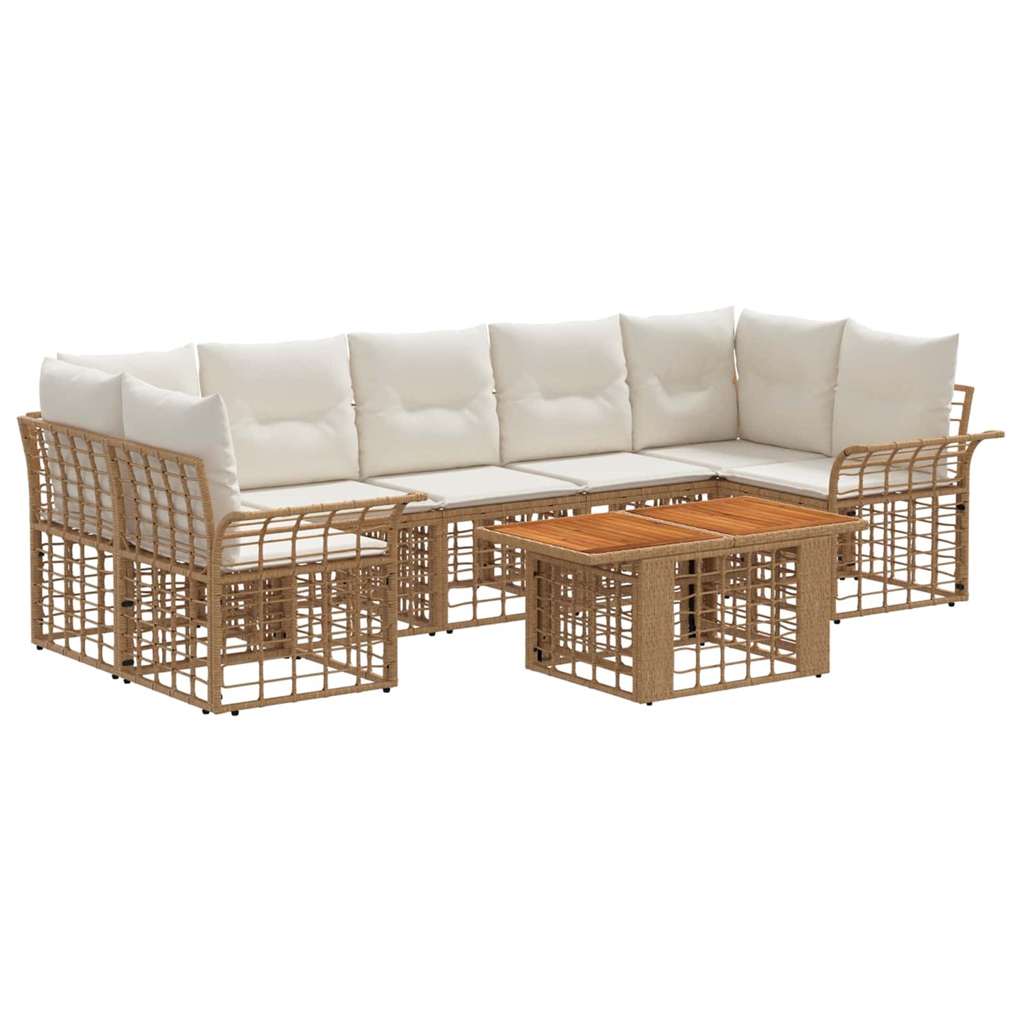 Gartensofa-set 8 stk. Natürlich und Cremweiß Poly-Rattan