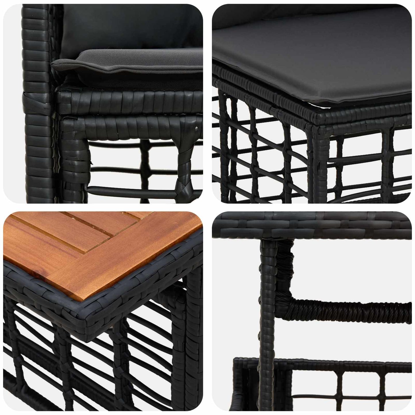 Gartensofa-set 6 stk. Schwarz und Dunkelgrau Poly-Rattan