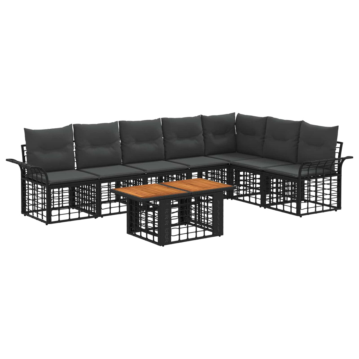 Gartensofa-set 8 stk. Schwarz und Dunkelgrau Poly-Rattan