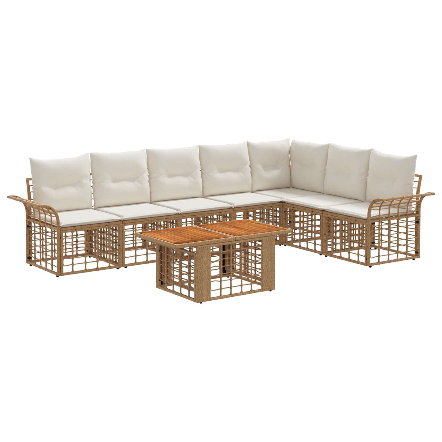 Gartensofa-set 8 stk. Natürlich und Cremweiß Poly-Rattan