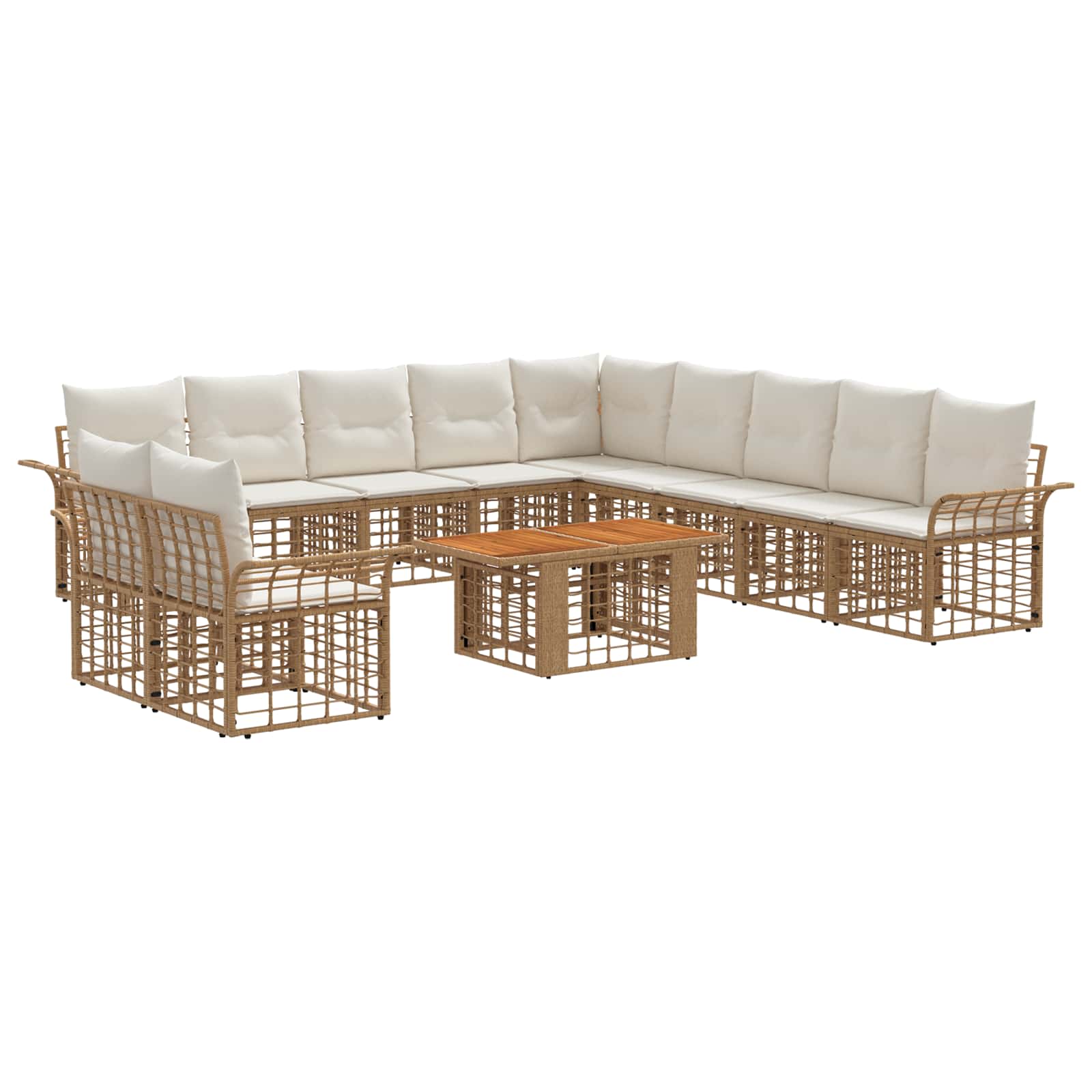Gartensofa-set 12 stk. Natürlich und Cremweiß Poly-Rattan