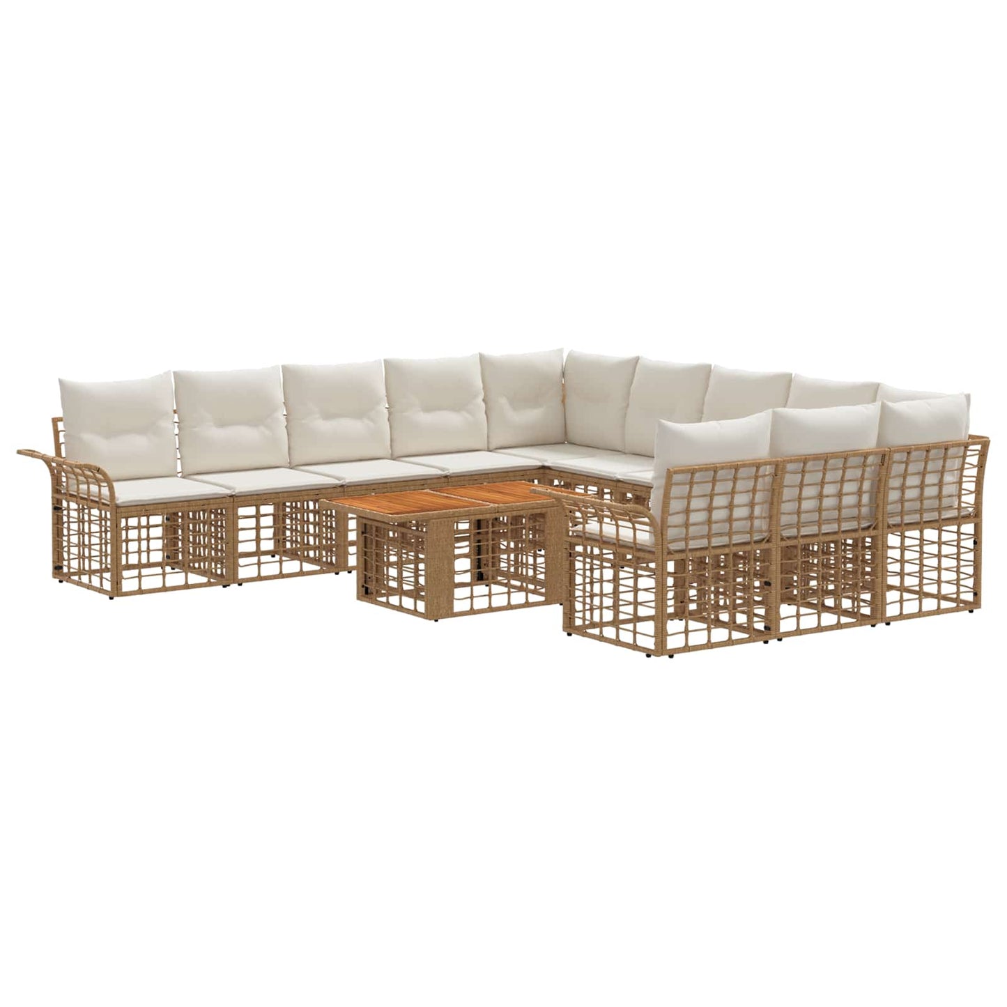 Gartensofa-set 12 stk. Natürlich und Cremweiß Poly-Rattan