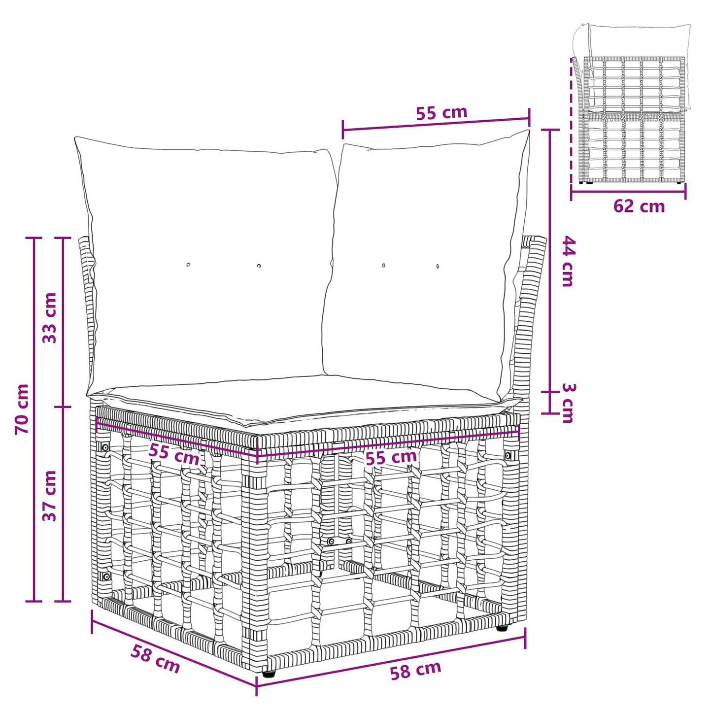 Gartensofa-set 11 stk. Natürlich und Cremweiß Poly-Rattan