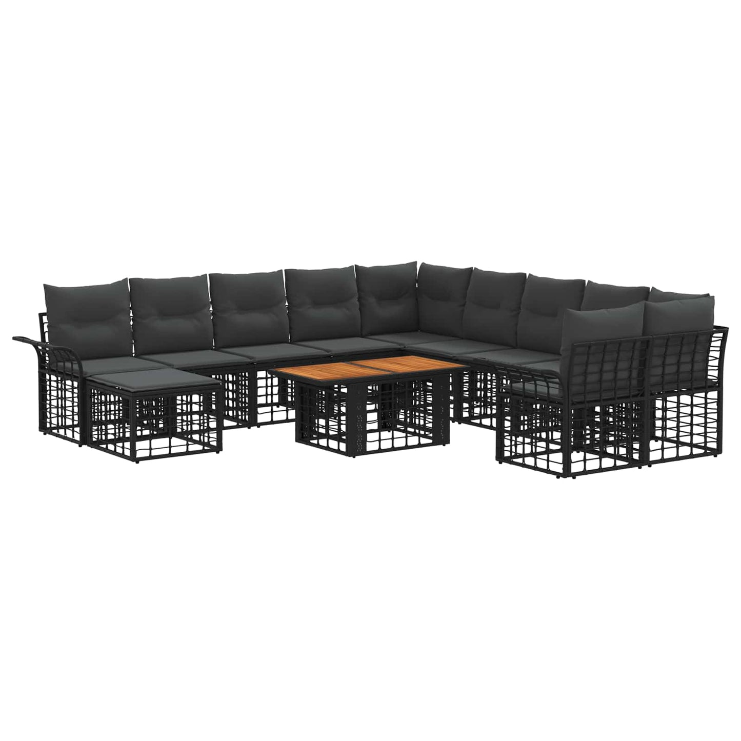 Gartensofa-set 12 stk. Schwarz und Dunkelgrau Poly-Rattan