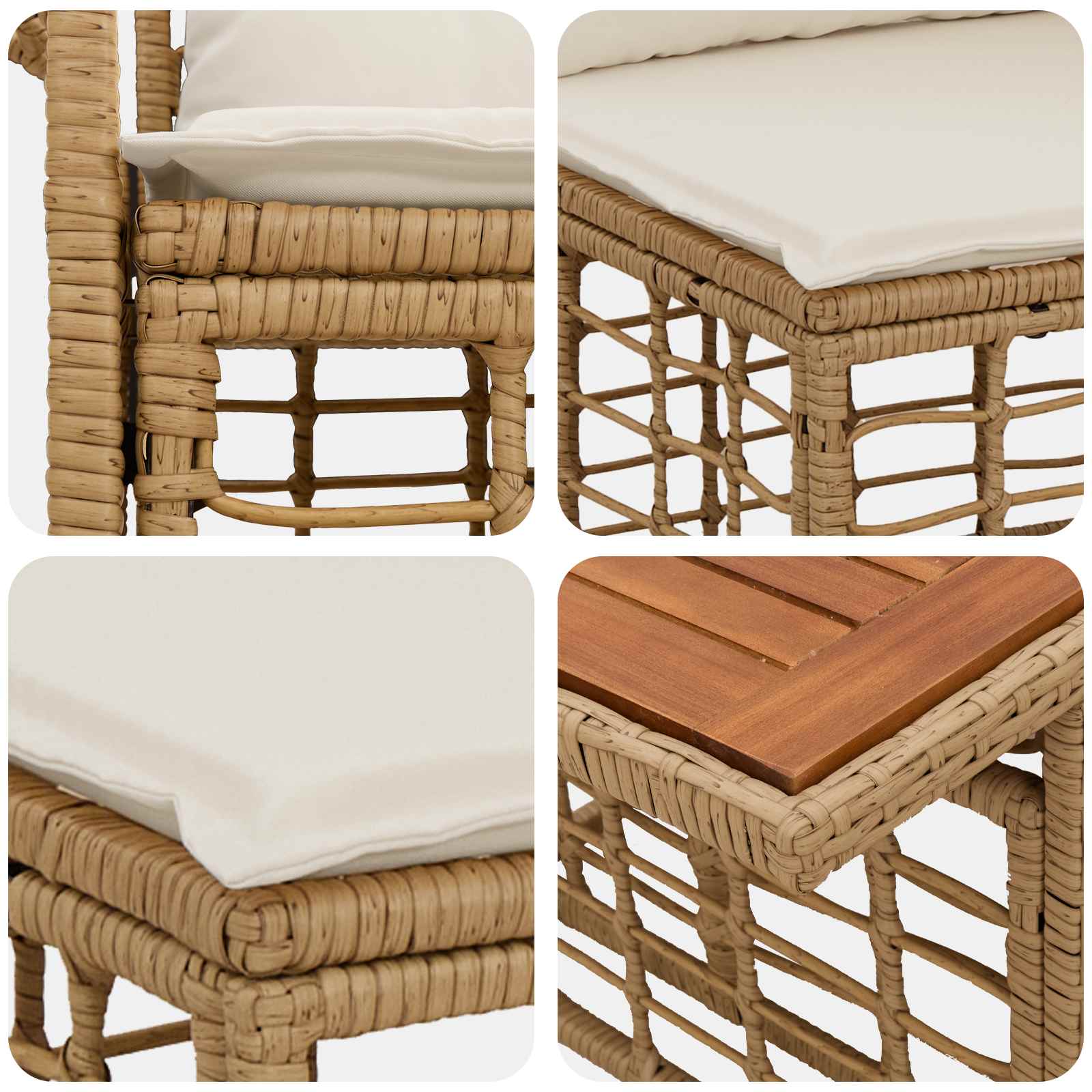 Gartensofa-set 13 stk. Natürlich und Cremweiß Poly-Rattan