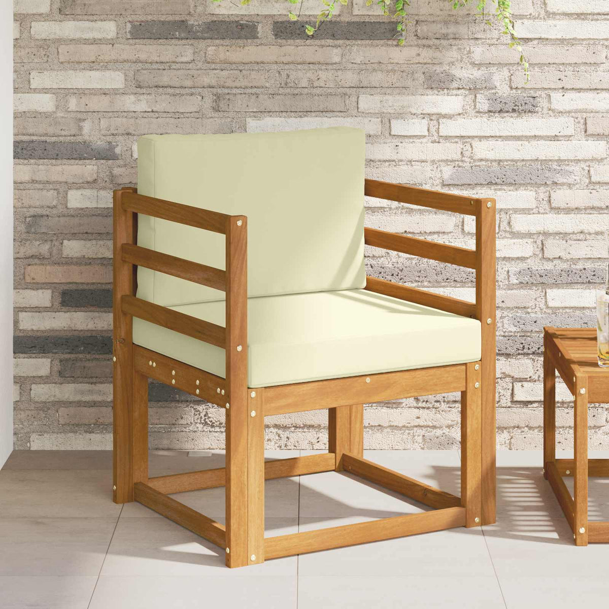 Outdoor-Sofa Massives Akazienholz und Polyester Natur