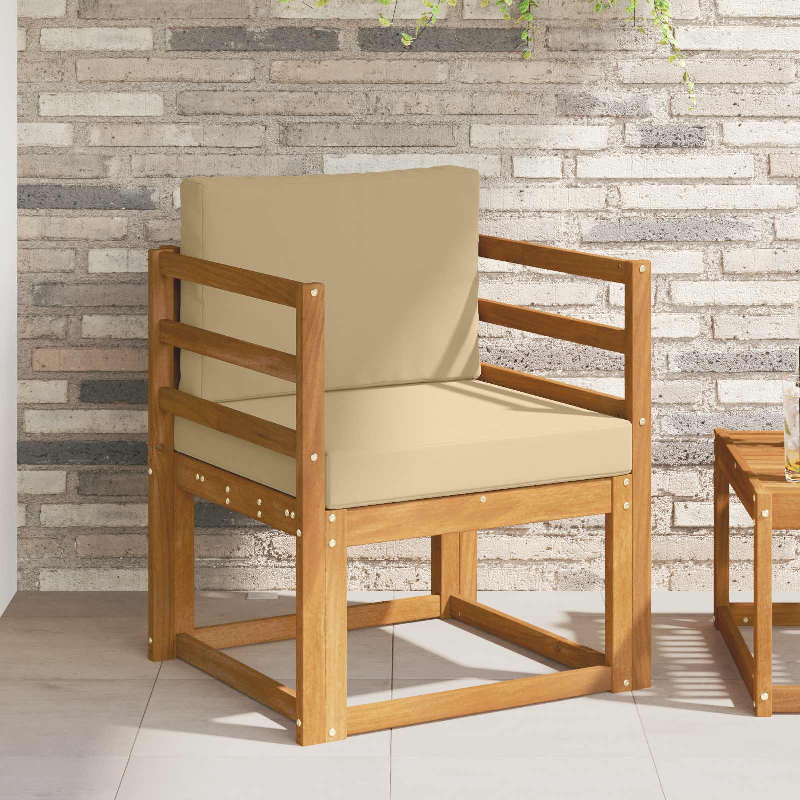 Outdoor-Sofa Massives Akazienholz und Polyester Natur