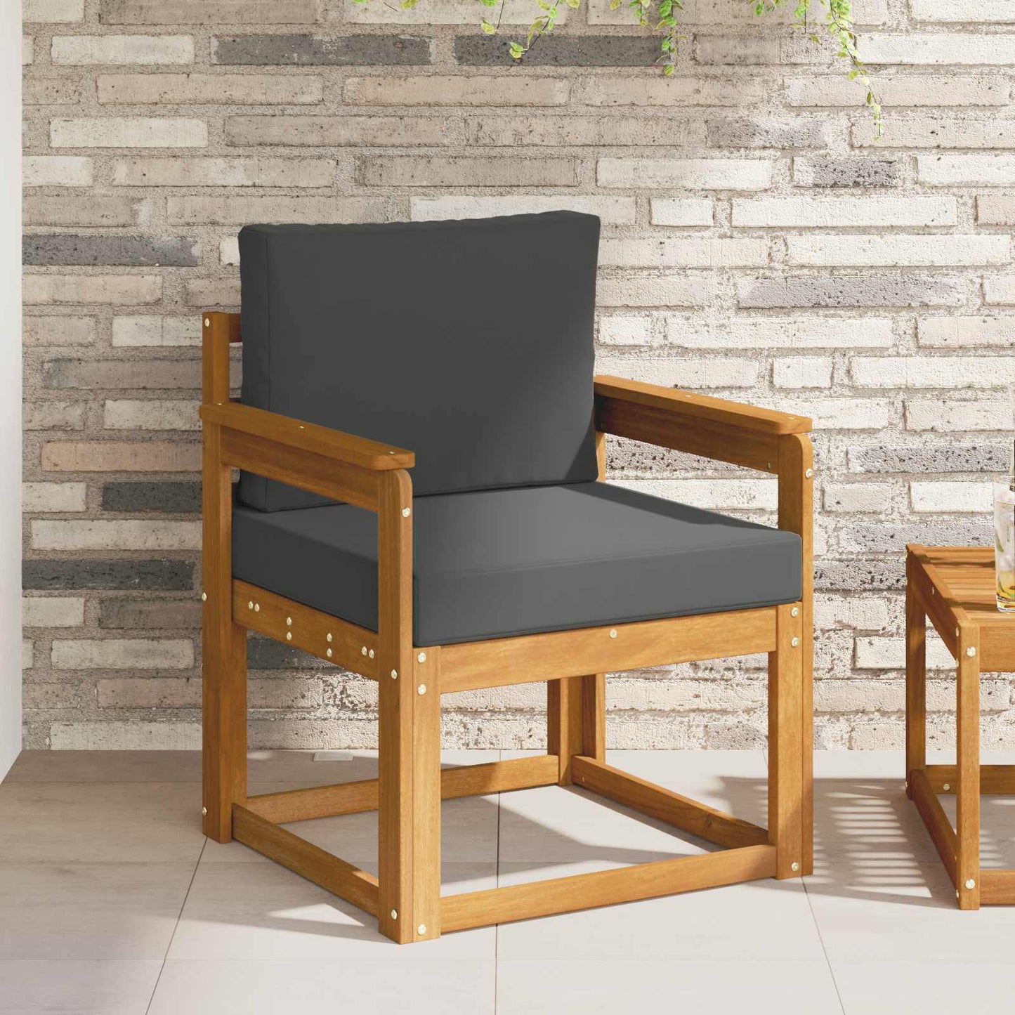 Outdoor-Sofa Massives Akazienholz und Polyester Natur