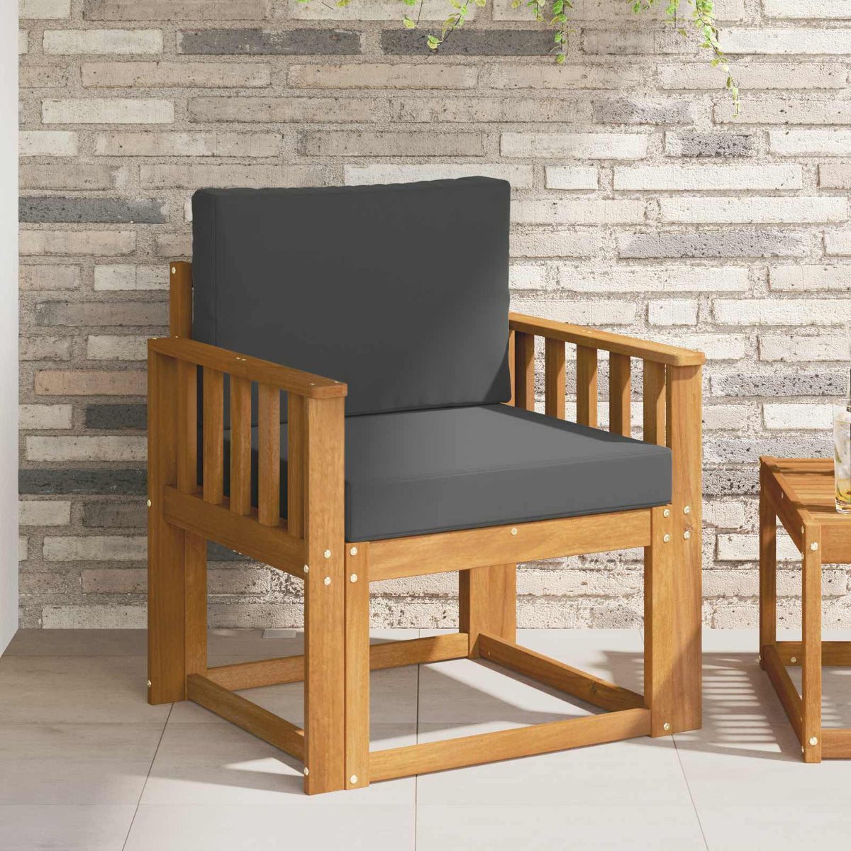Outdoor-Sofa Massives Akazienholz und Polyester Natur