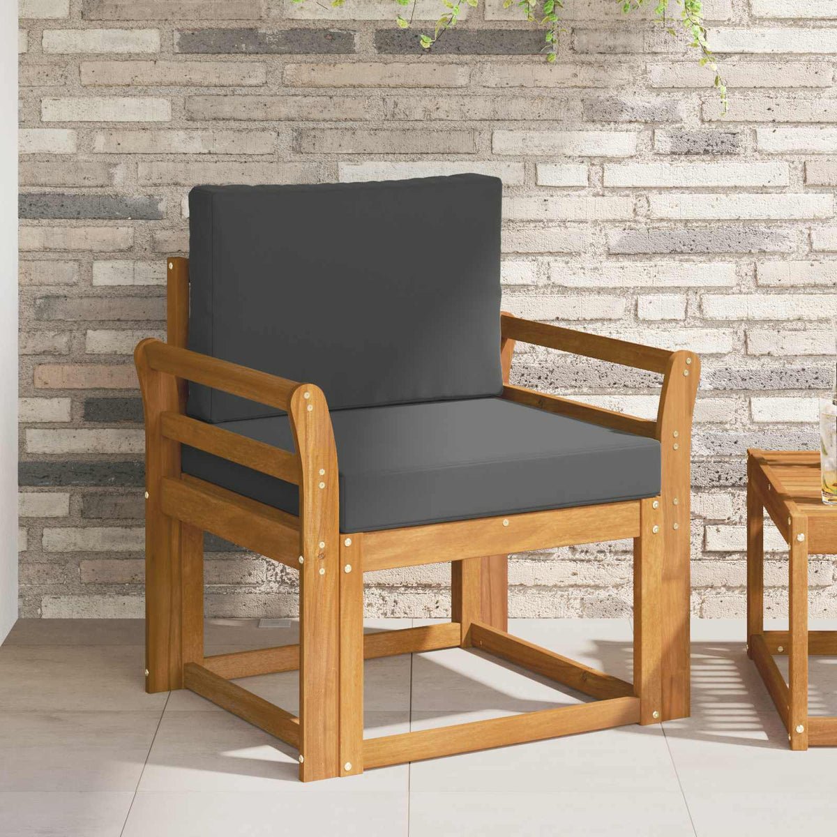 Outdoor-Sofa Massives Akazienholz und Polyester Natur