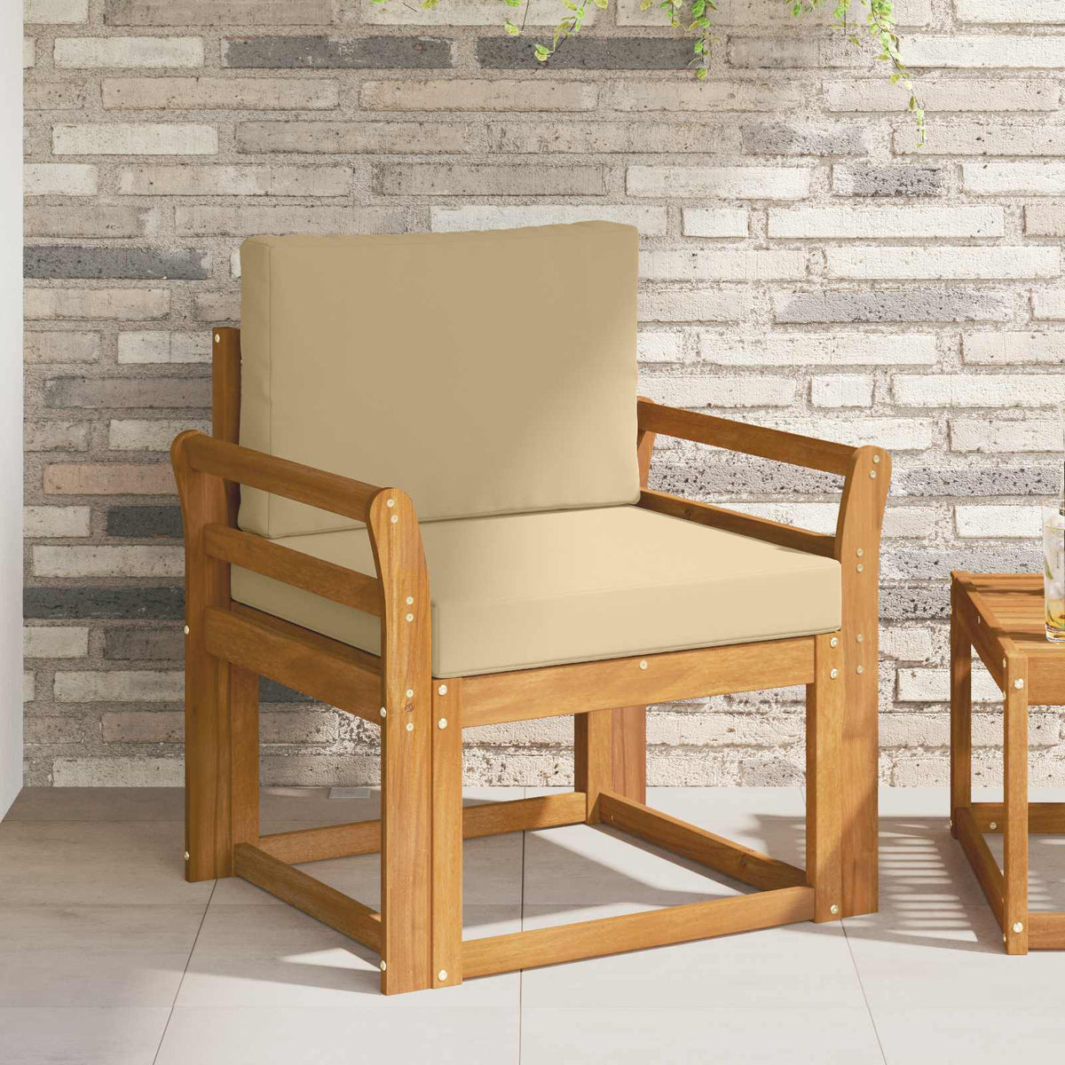 Outdoor-Sofa Massives Akazienholz und Polyester Natur