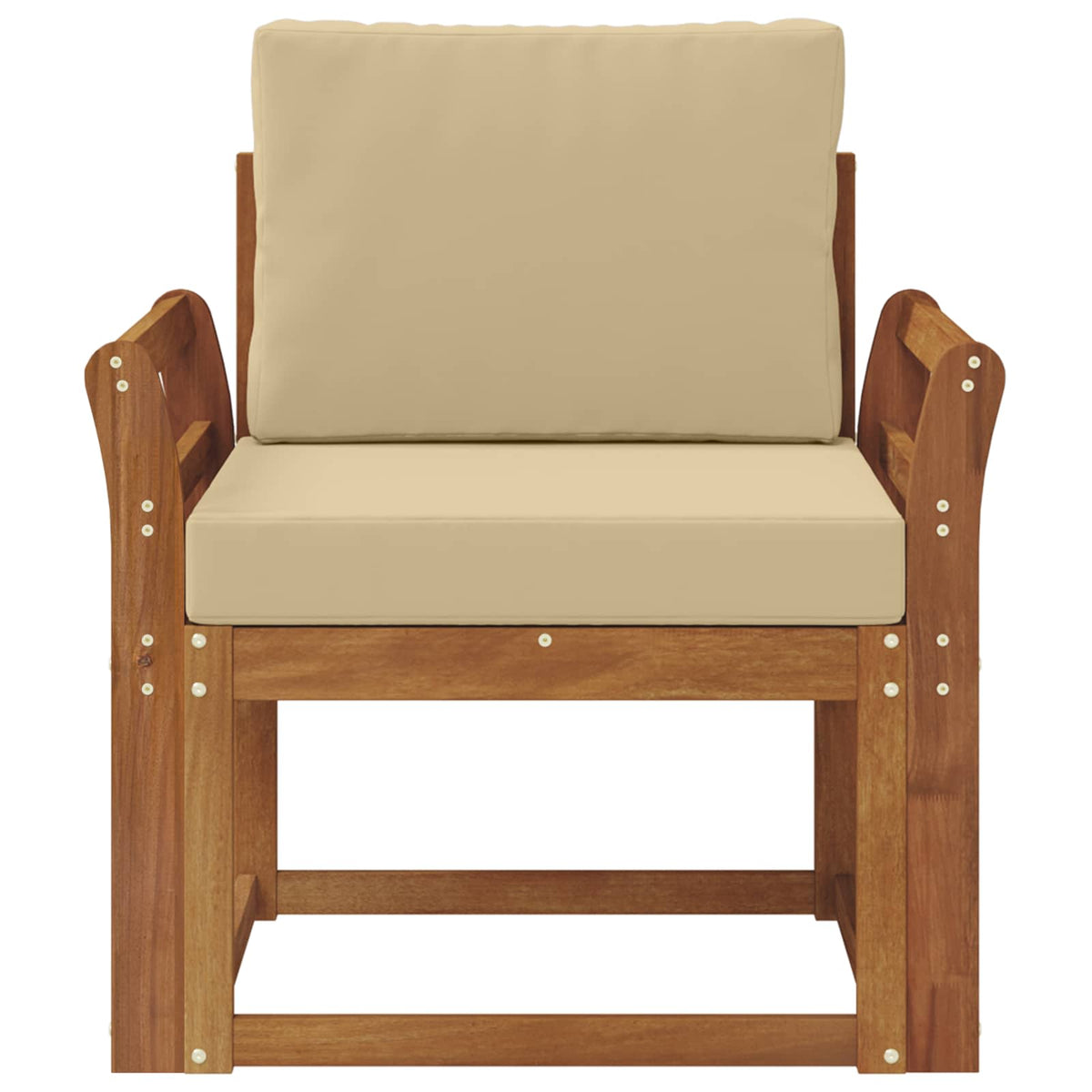 Outdoor-Sofa Massives Akazienholz und Polyester Natur