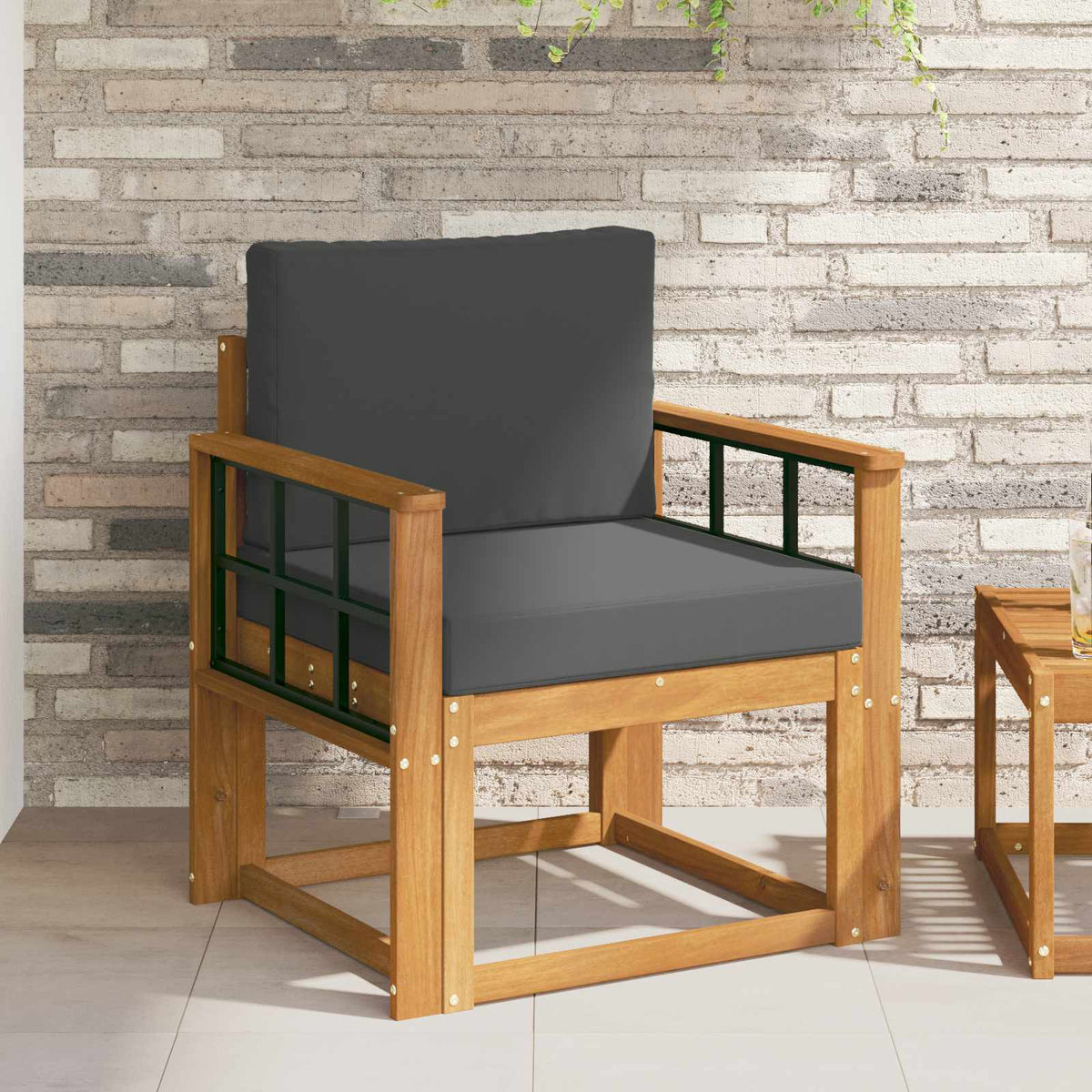 Outdoor-Sofa Massives Akazienholz und Polyester Natur
