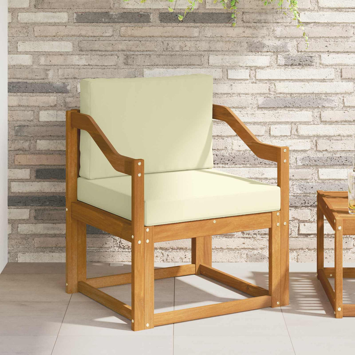 Outdoor-Sofa Massives Akazienholz und Polyester Natur
