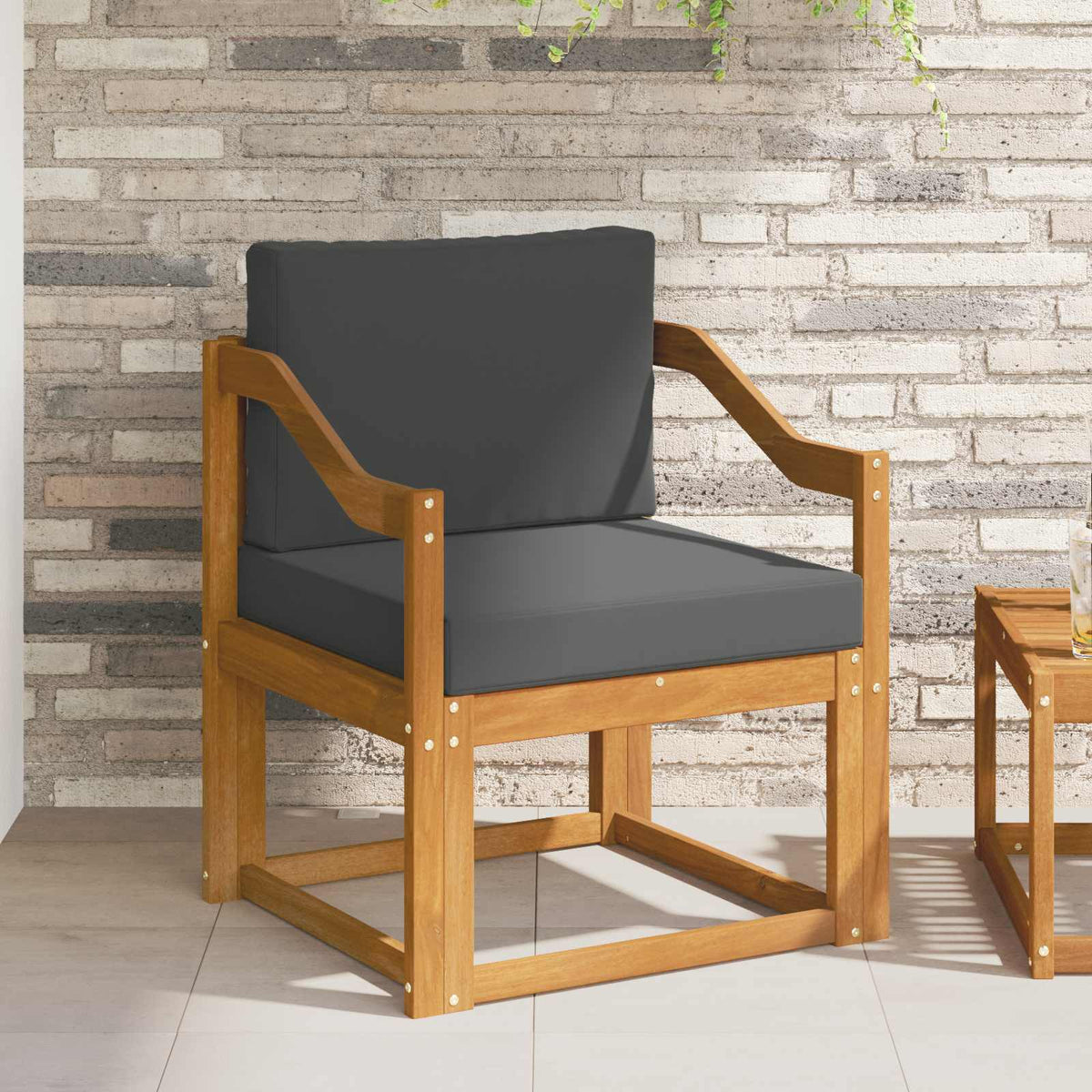 Outdoor-Sofa Massives Akazienholz und Polyester Natur
