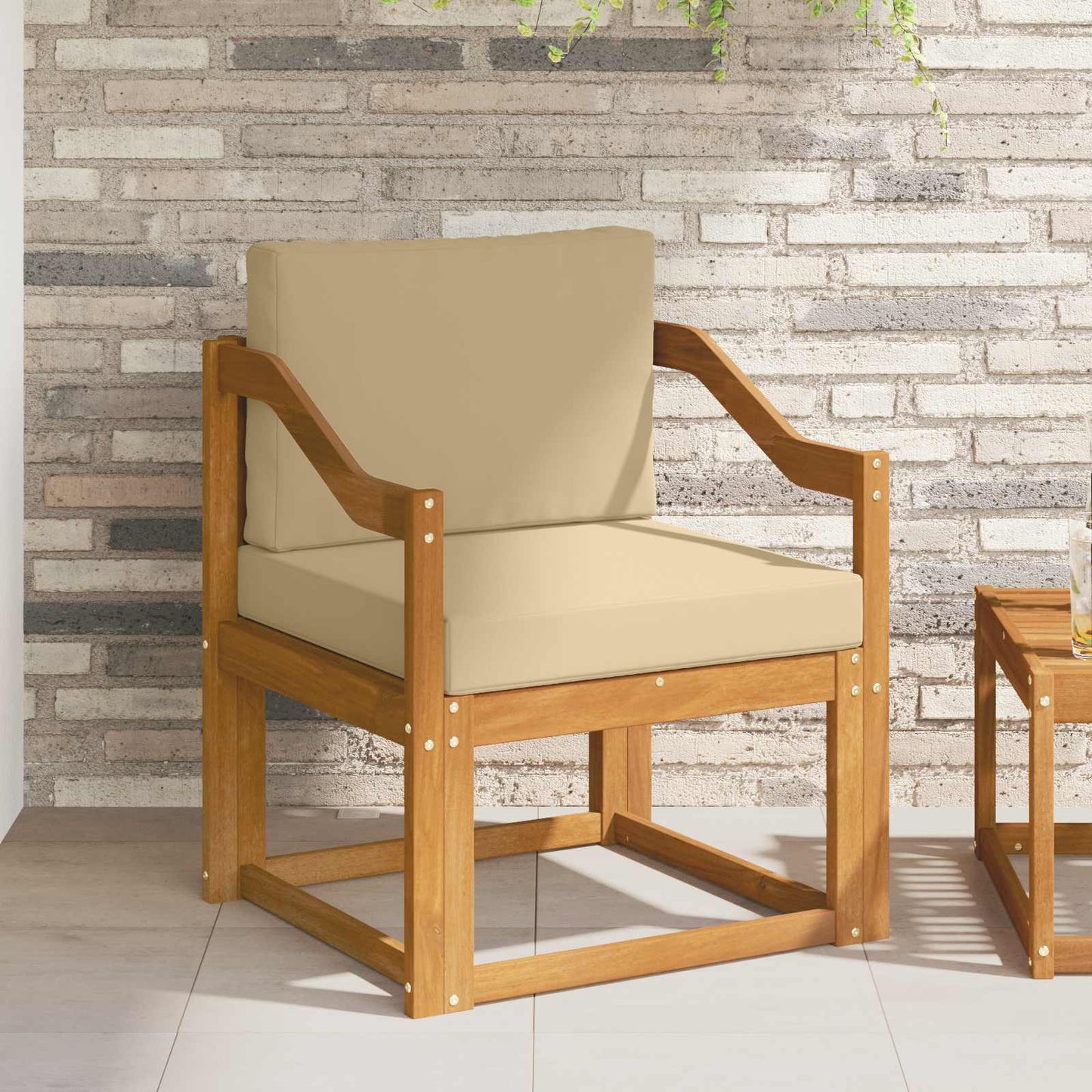 Outdoor-Sofa Massives Akazienholz und Polyester Natur