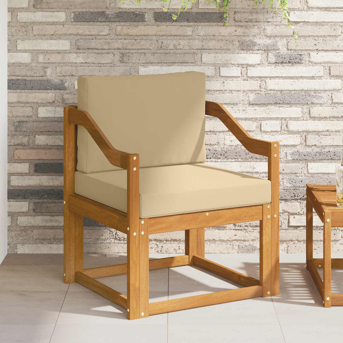 Outdoor-Sofa Massives Akazienholz und Polyester Natur