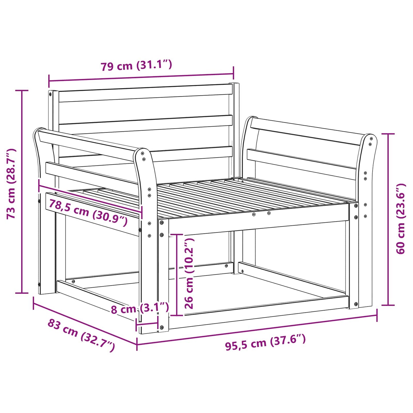 Outdoor Mittelsofa Natur