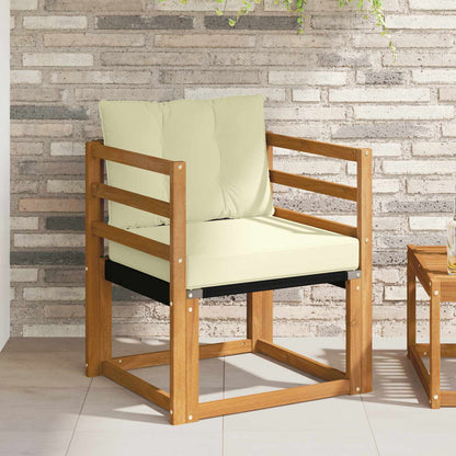 Outdoor-Sofa Massives Akazienholz und Textilene Natur und Creme