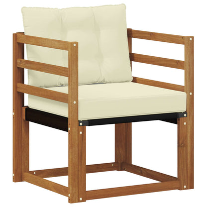 Outdoor-Sofa Massives Akazienholz und Textilene Natur und Creme