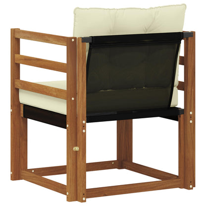 Outdoor-Sofa Massives Akazienholz und Textilene Natur und Creme