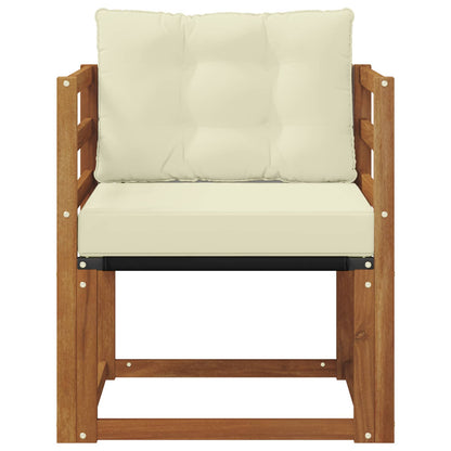 Outdoor-Sofa Massives Akazienholz und Textilene Natur und Creme