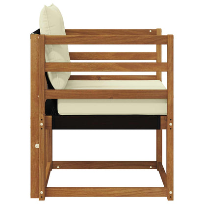 Outdoor-Sofa Massives Akazienholz und Textilene Natur und Creme