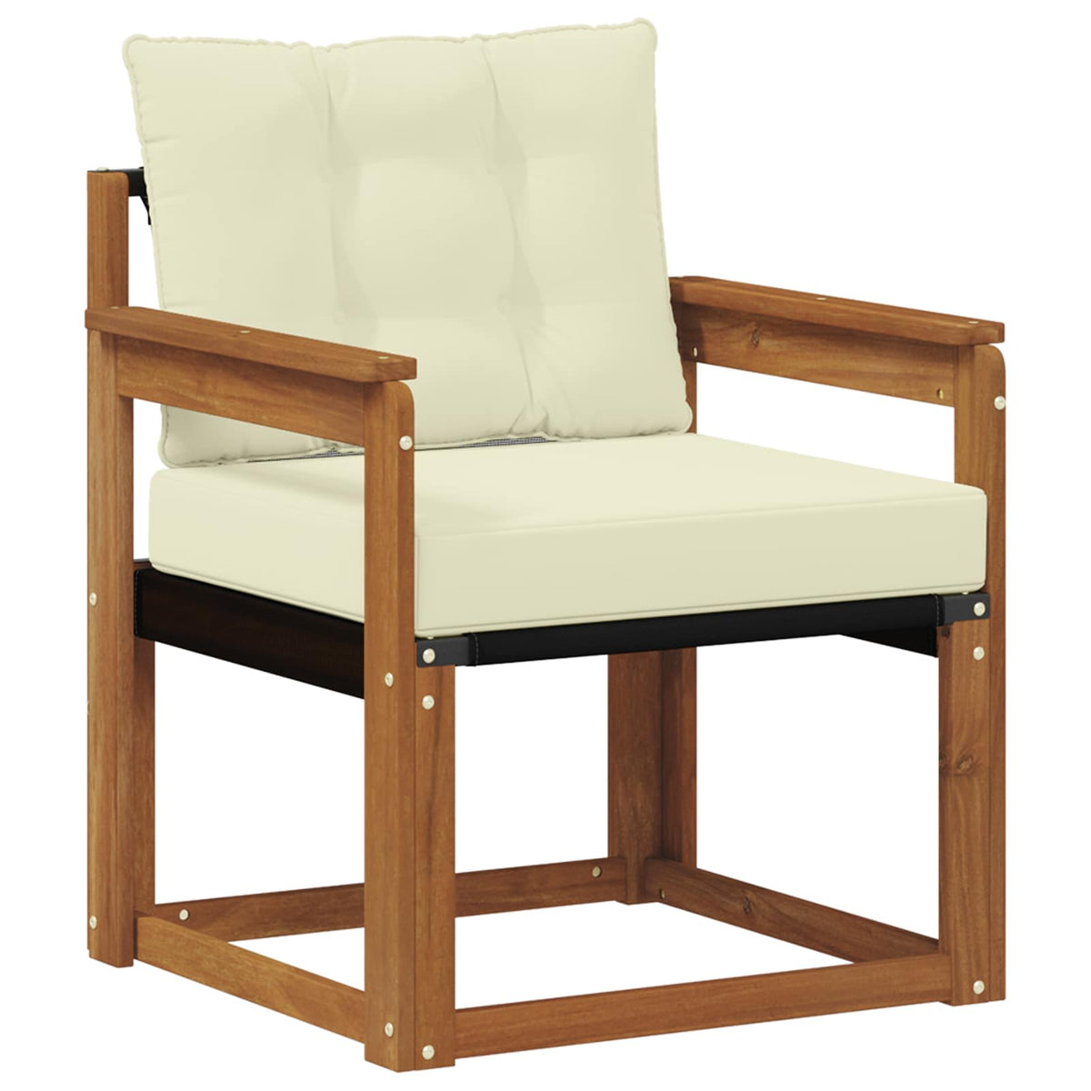 Outdoor-Sofa Massives Akazienholz und Textilene Natur und Creme