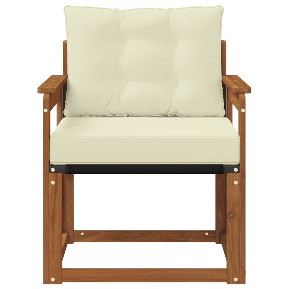 Outdoor-Sofa Massives Akazienholz und Textilene Natur und Creme