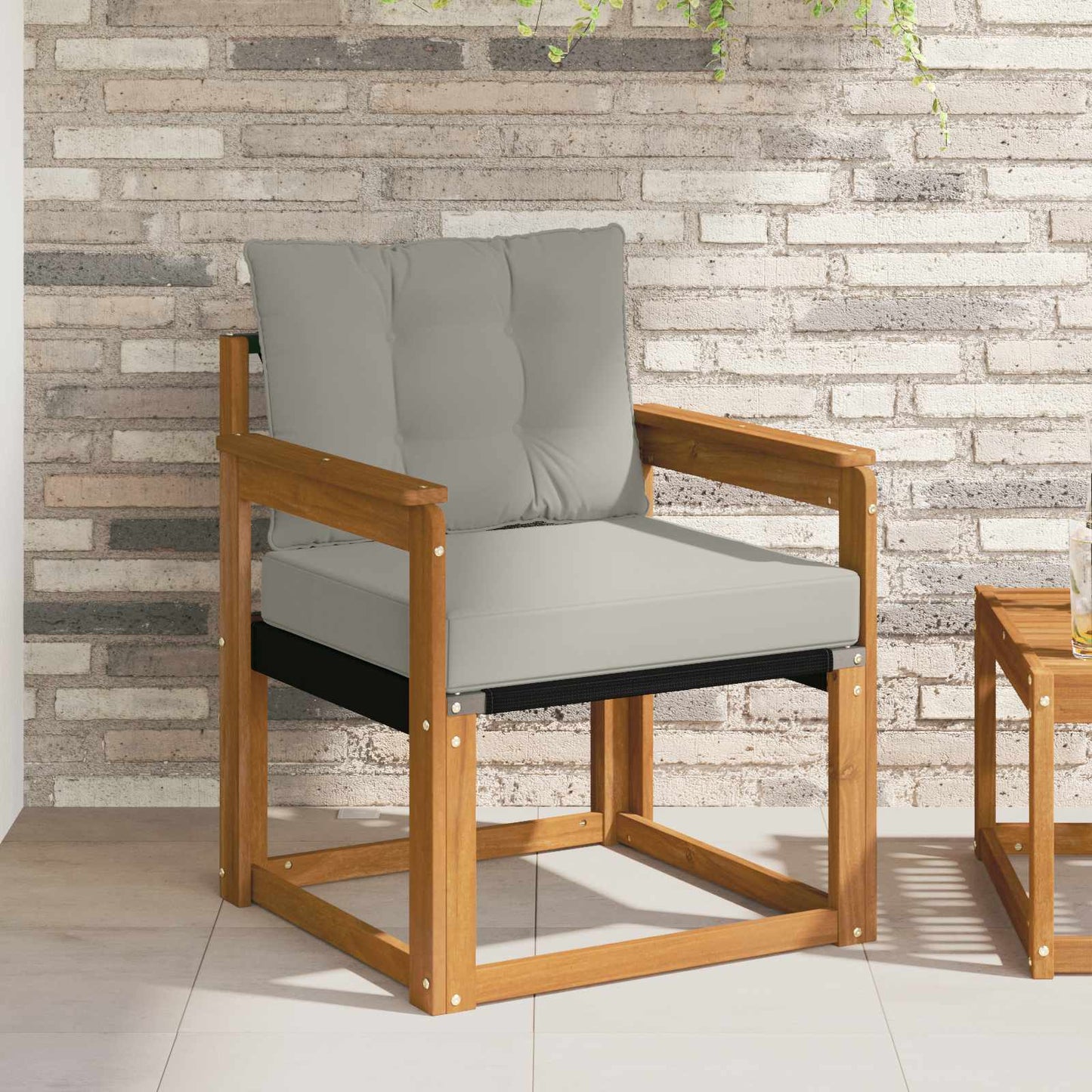 Outdoor-Sofa Massivholz Akazie Natürlich und Hellgrau