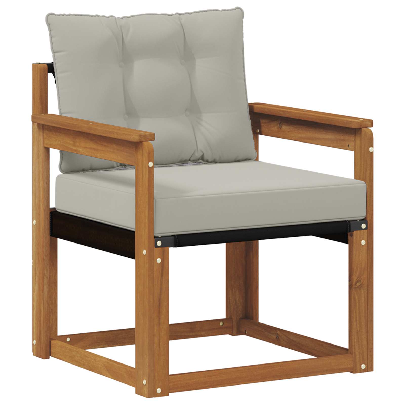 Outdoor-Sofa Massivholz Akazie Natürlich und Hellgrau