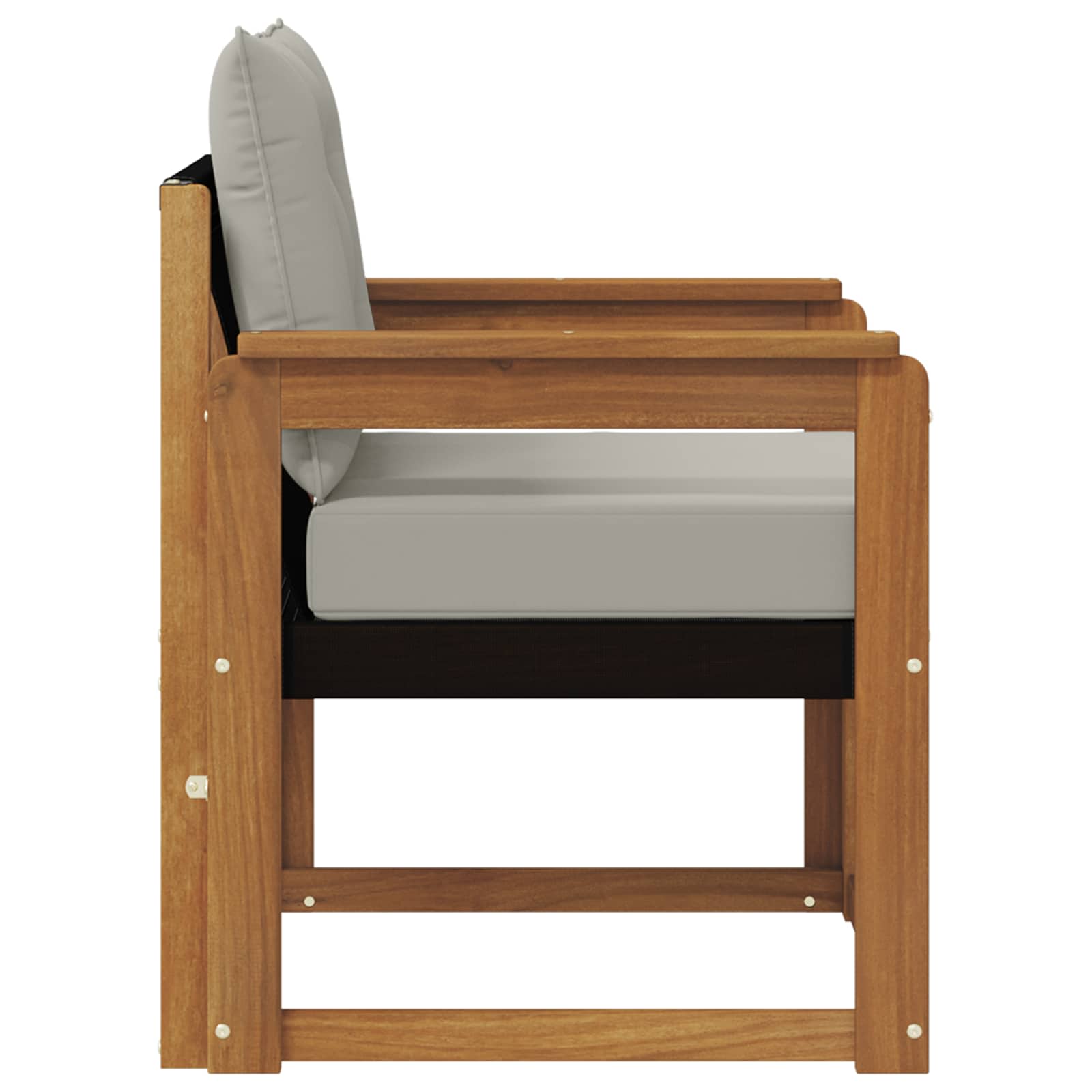 Outdoor-Sofa Massivholz Akazie Natürlich und Hellgrau