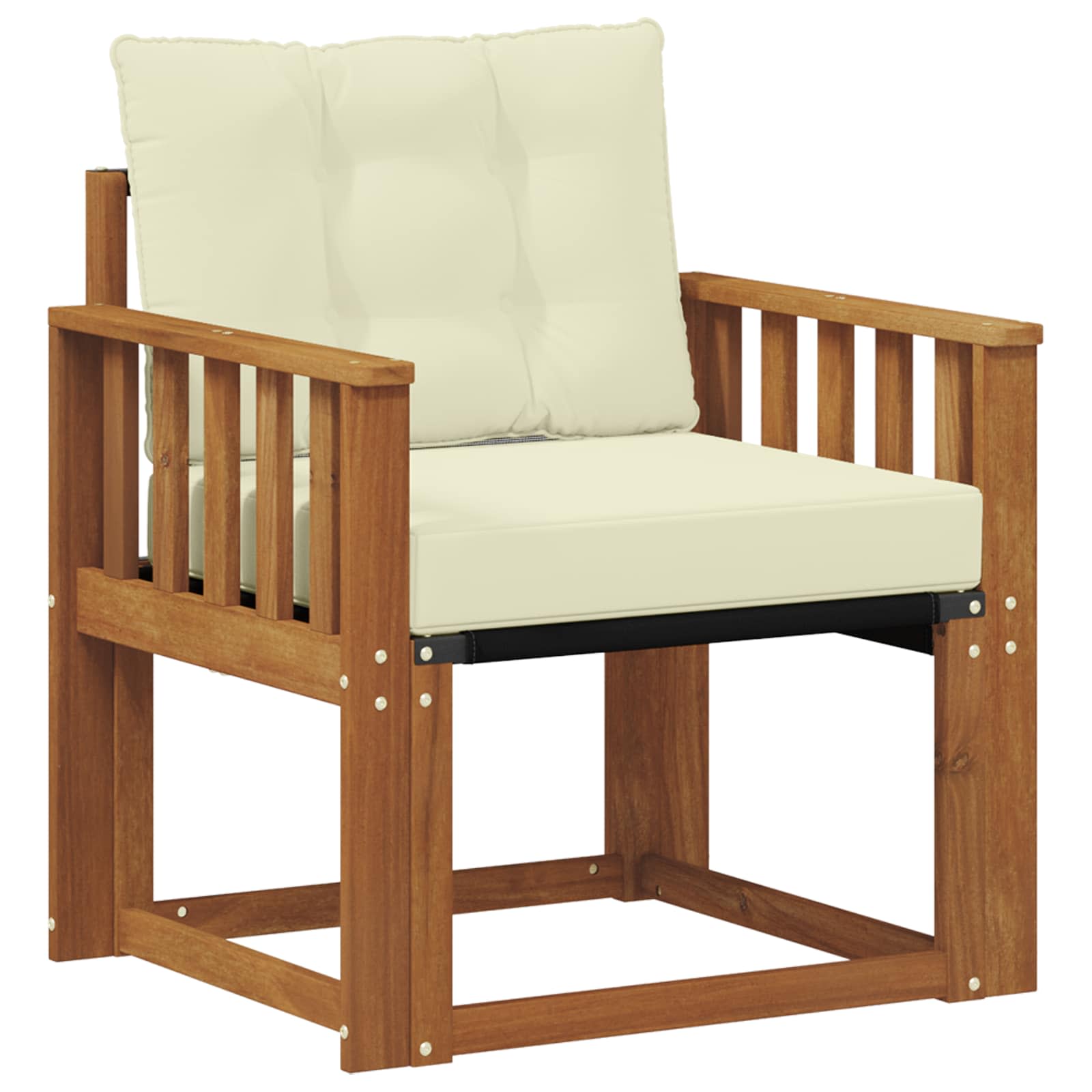 Outdoor-Sofa Massivholz Akazie Natur und Creme