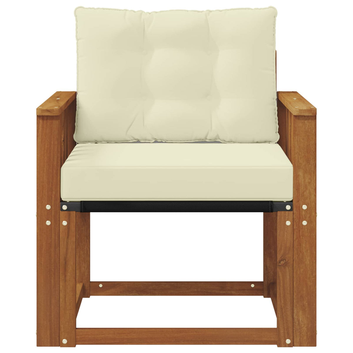 Outdoor-Sofa Massivholz Akazie Natur und Creme