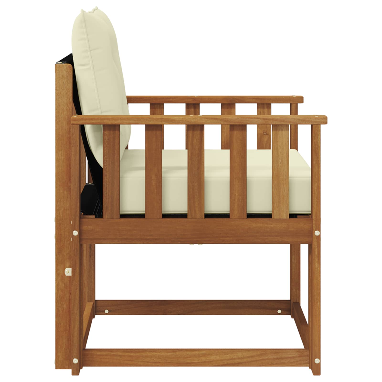 Outdoor-Sofa Massivholz Akazie Natur und Creme
