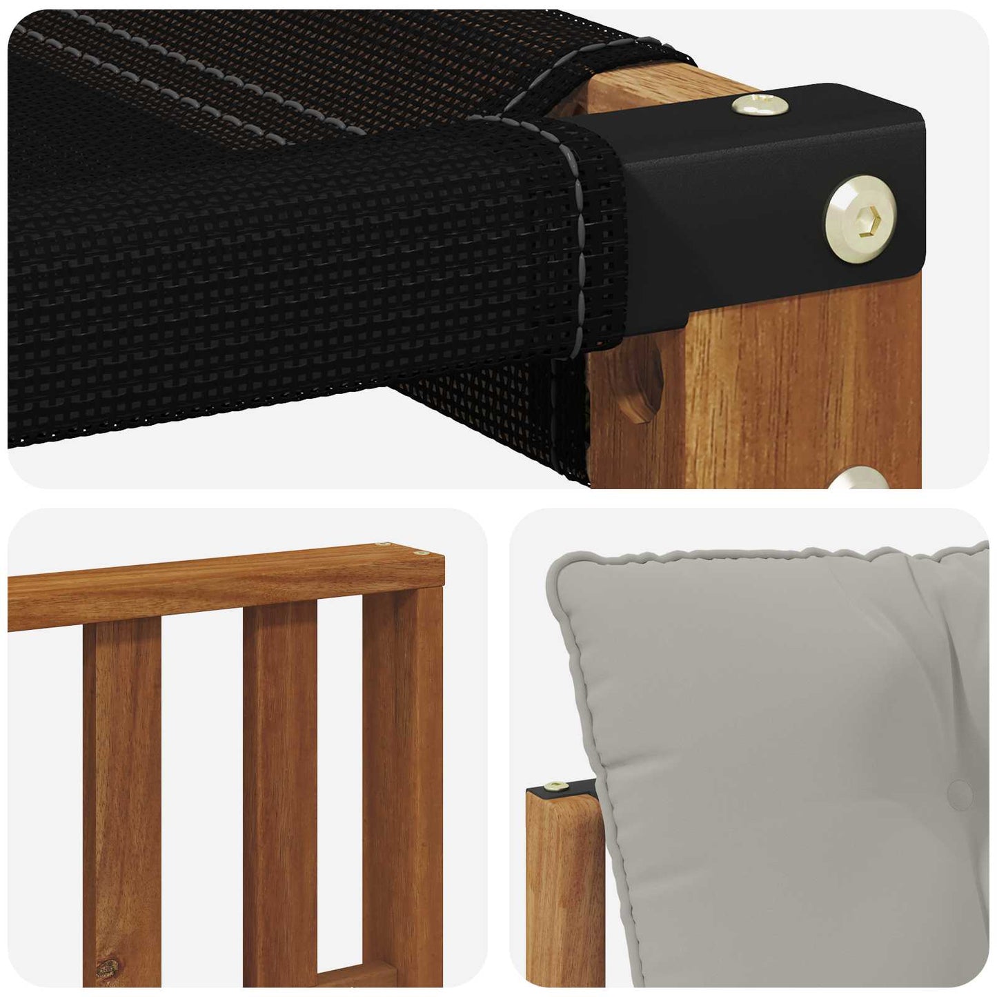 Outdoor-Sofa Massivholz Akazie Natürlich und Hellgrau