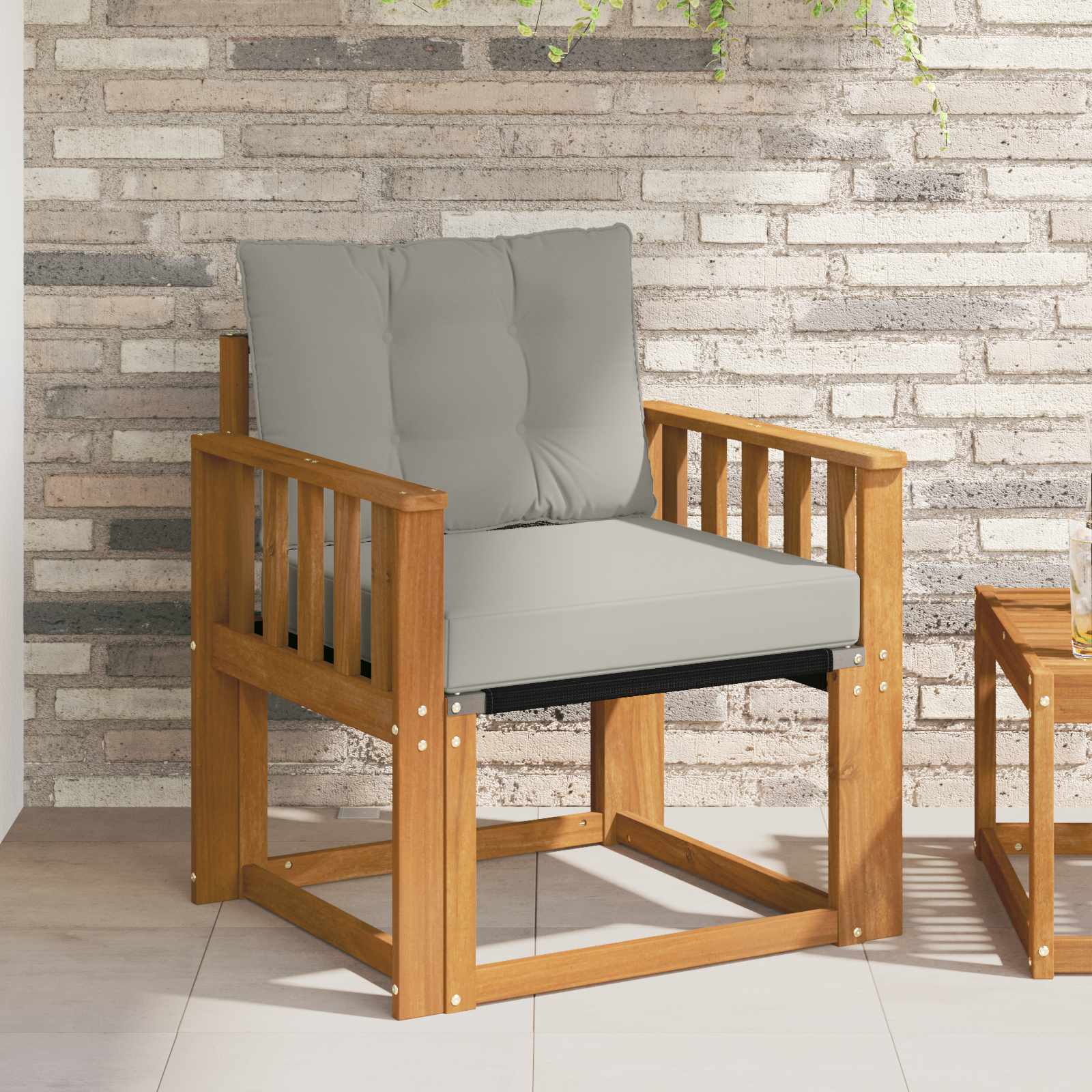 Outdoor-Sofa Massivholz Akazie Natürlich und Hellgrau