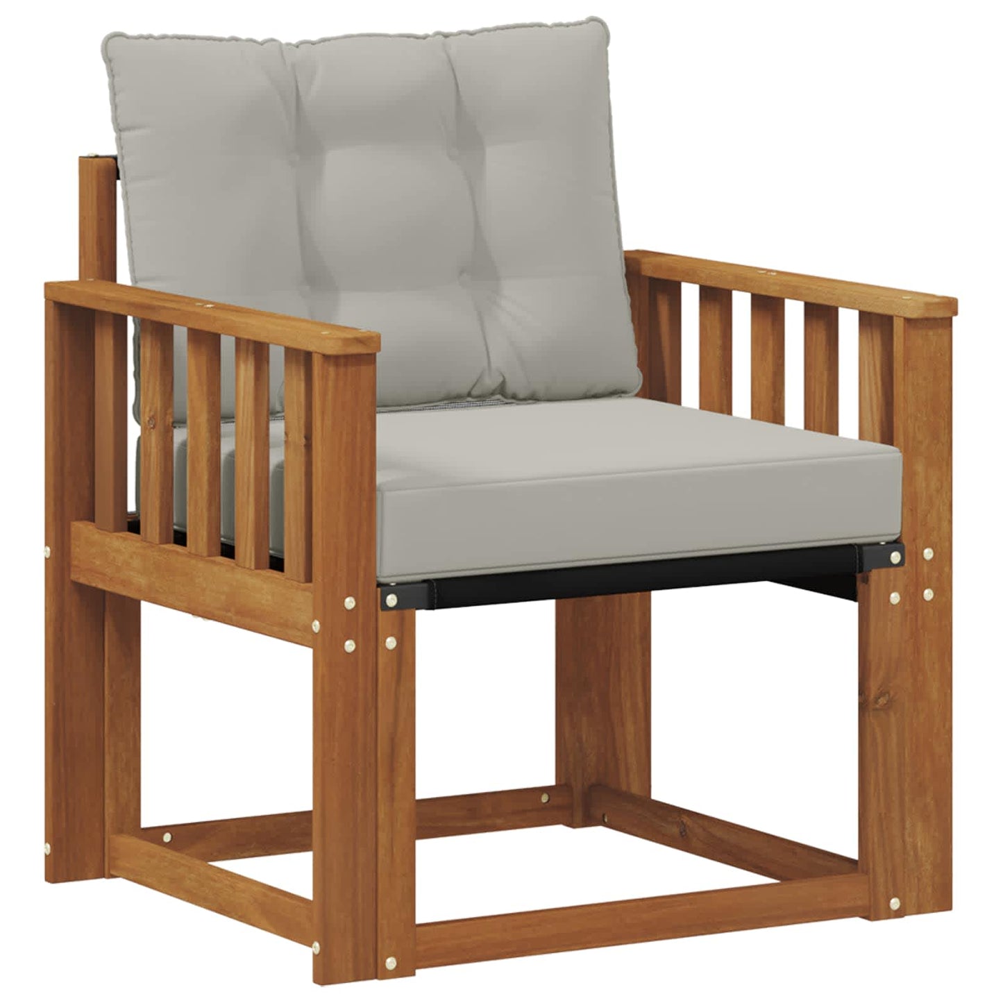 Outdoor-Sofa Massivholz Akazie Natürlich und Hellgrau